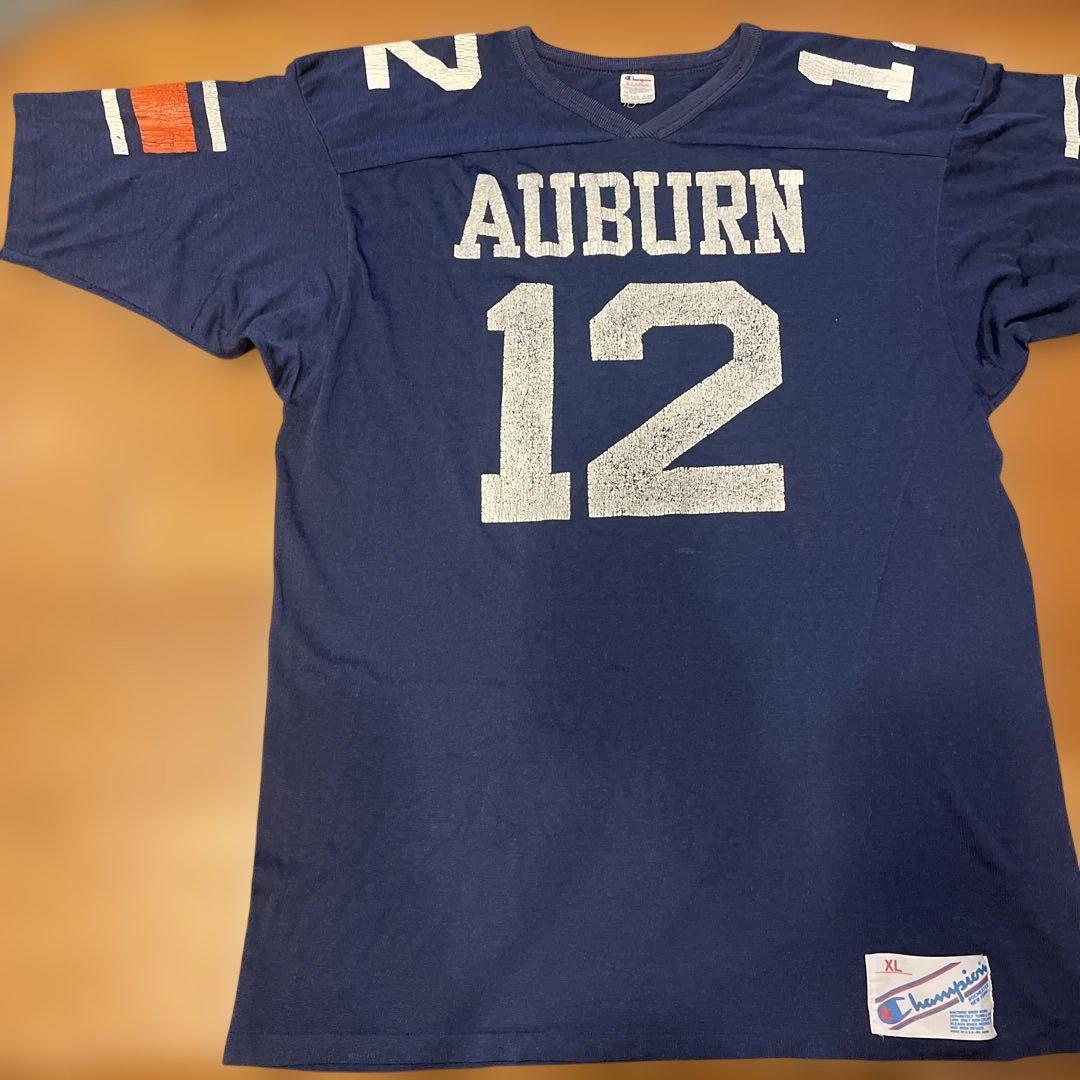 80s Champion フットボールT シャツ　トリコタグ　紺色　ＸＬ