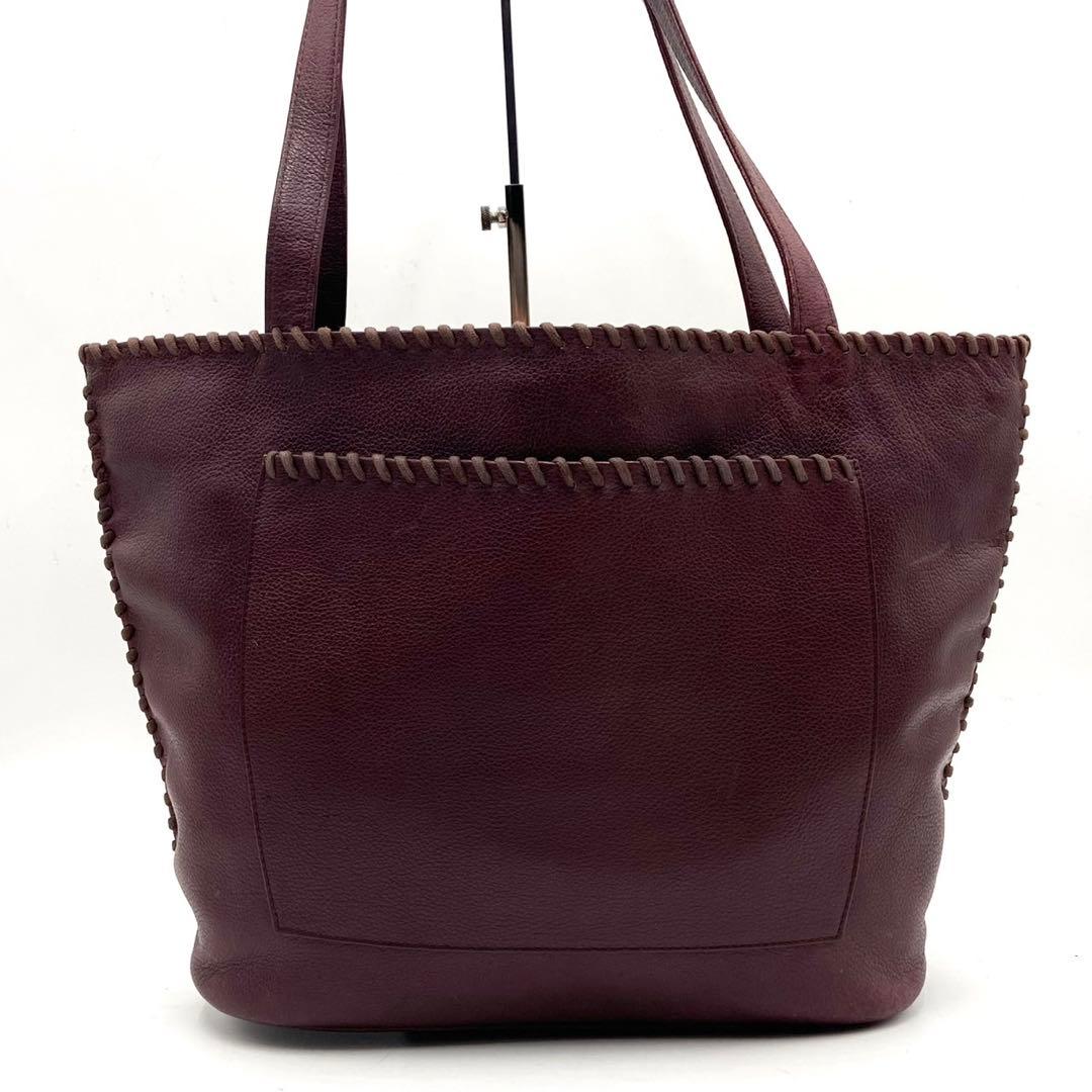 YSL トートバッグ 編み込み レザー ボルドー 肩掛け A4 レディース