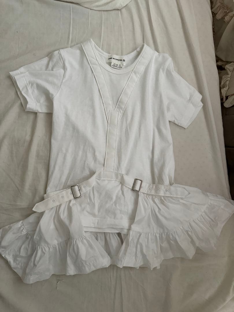 COMME des GARÇONS Girlフリル付きTシャツ ホワイト