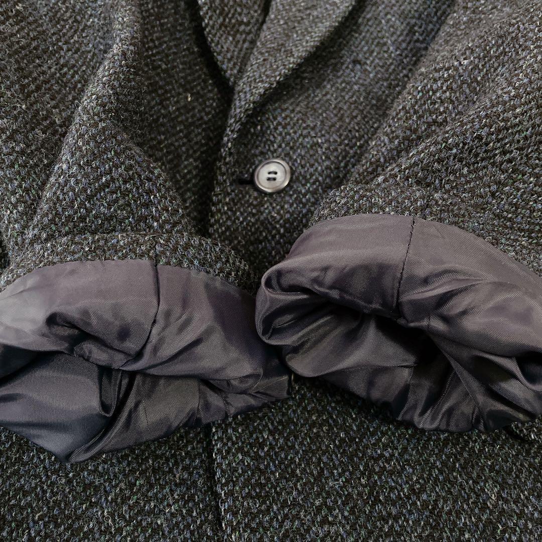 美品　ハリスツィード　秋冬　テーラードジャケット　ウール　ネイビーブルー系