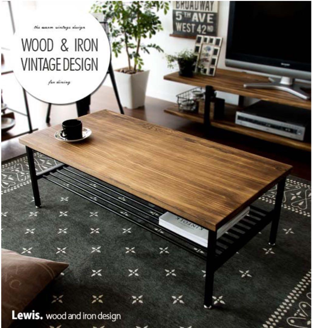 木製ビンテージテーブル/アイアン脚