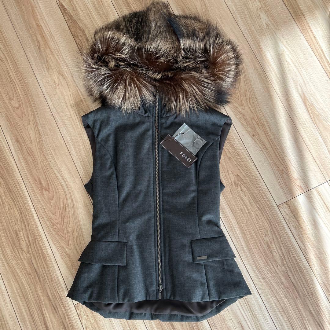 FOXEY フォクシー　中綿ダウンベスト　シルバーフォックス　ファー　38