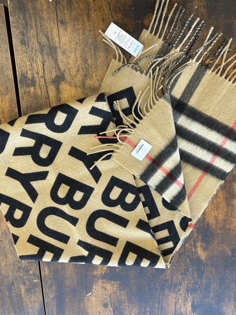 BURBERRY ロゴ入りマフラー カシミア