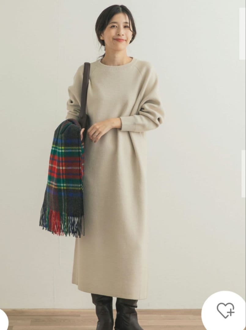 新品タグ付 スウェットライクニットワンピース ベージュ DOORS