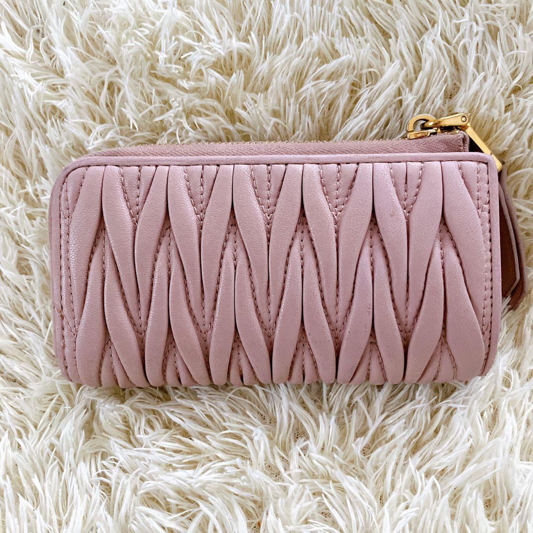 良品✨ミュウミュウ♡ケース キーリング付き マテラッセ ピンク ゴールド