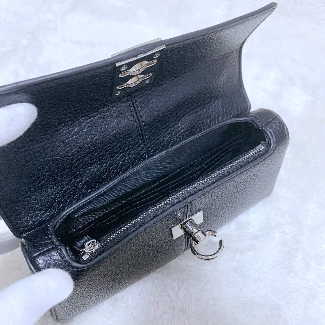 【みん】極美品♪ CAFUNÉ スタンスウォレット ブラック シボ革