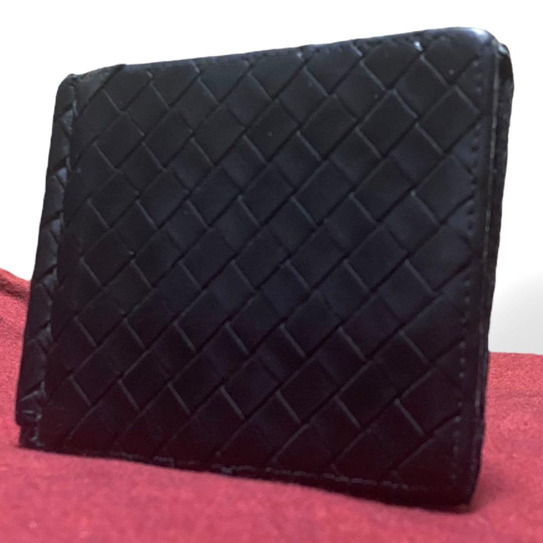 ボッテガヴェネタ　マネークリップ　2つ折り財布　イントレチャート　ブラック