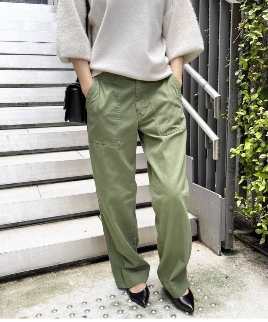 新品【Spick and Span】ルーズベイカーパンツ☆カーキ40