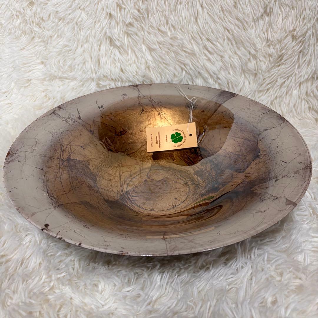 【未使用品】MURANO イタリア製　アート　ガラス 大皿　ボウル　39cm