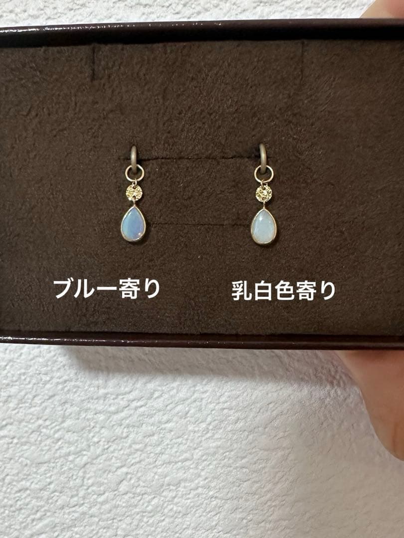 agete アガット　K10オパールピアスチャーム　イヤリングチャーム　箱付き