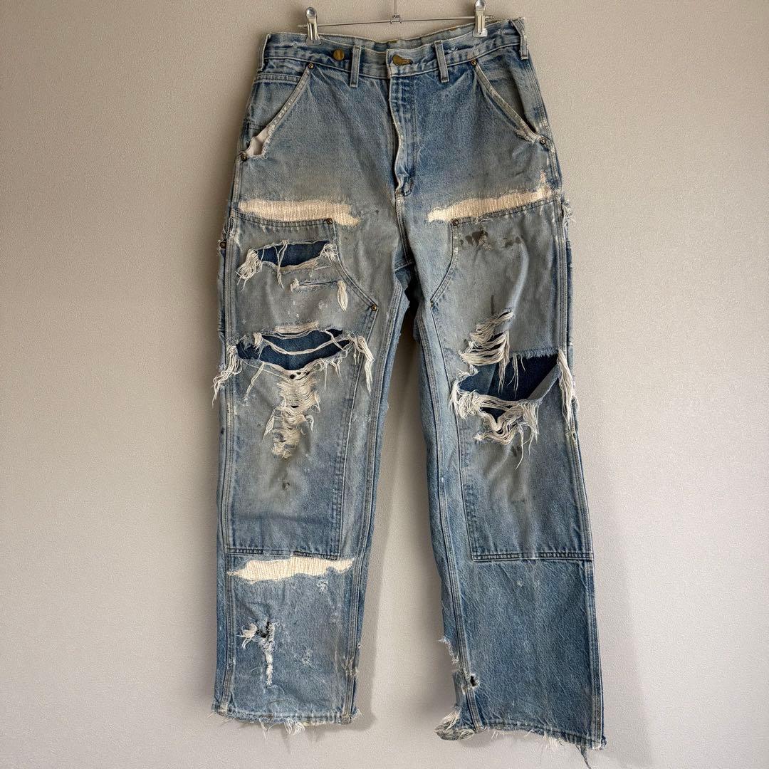 carhartt USA製　ダブルニー　デニムパンツ　32×32 襤褸