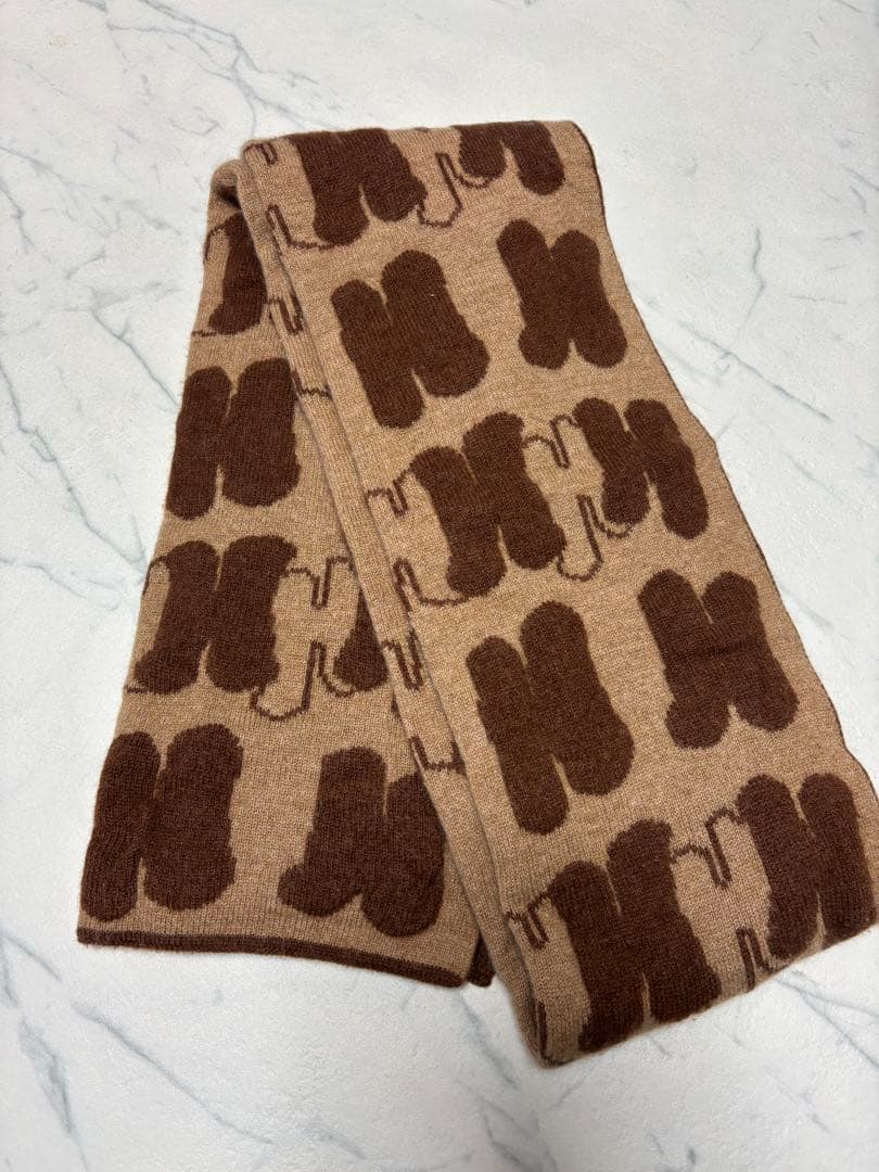 P*i様 本物　HERMÈS-PARIS ロゴパターン マフラー　エルメス　マフ