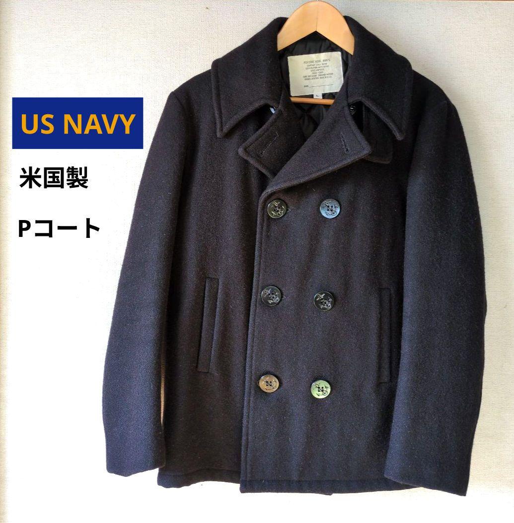 USNAVY Pコート L 米国製 メルトンウール アンカーボタン キルティング