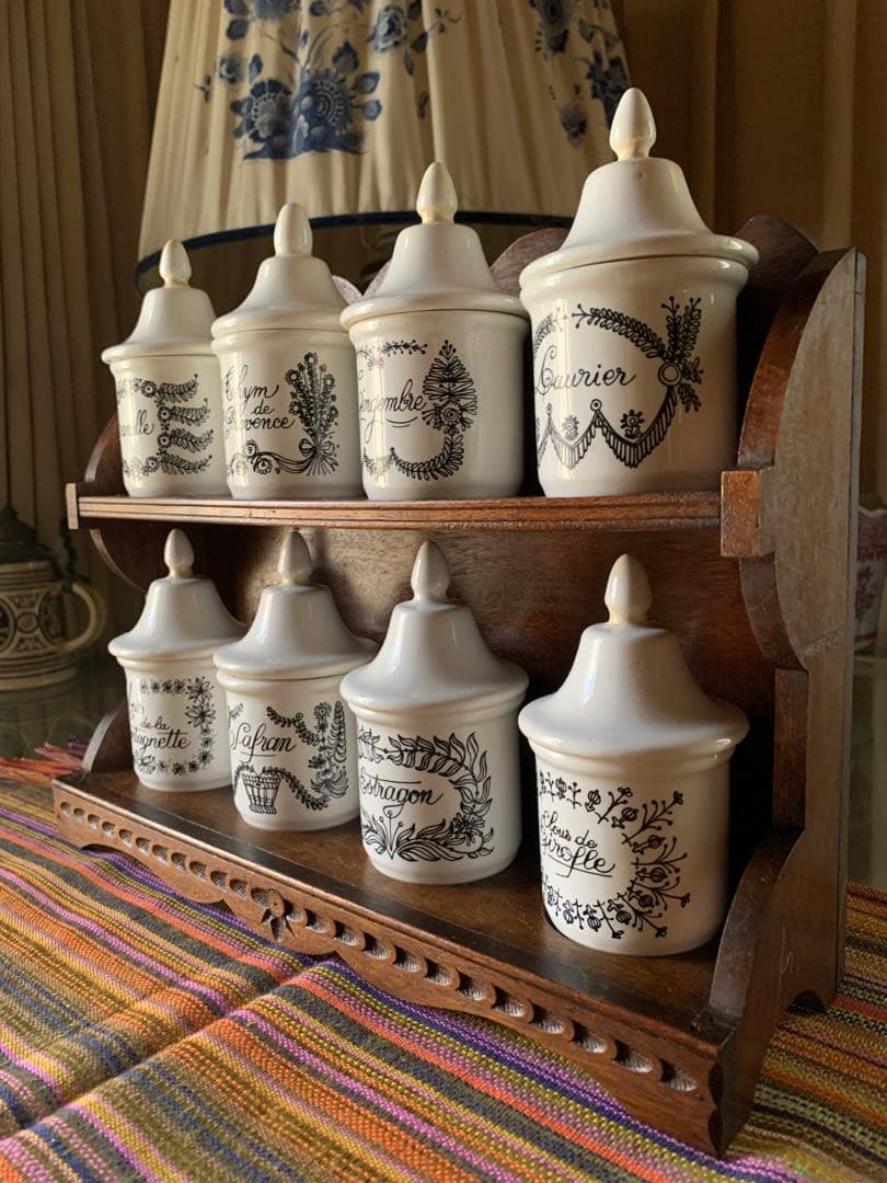 フランス製アンティークキャビネット付きキャニスターセット！カップ美品で使えます！
