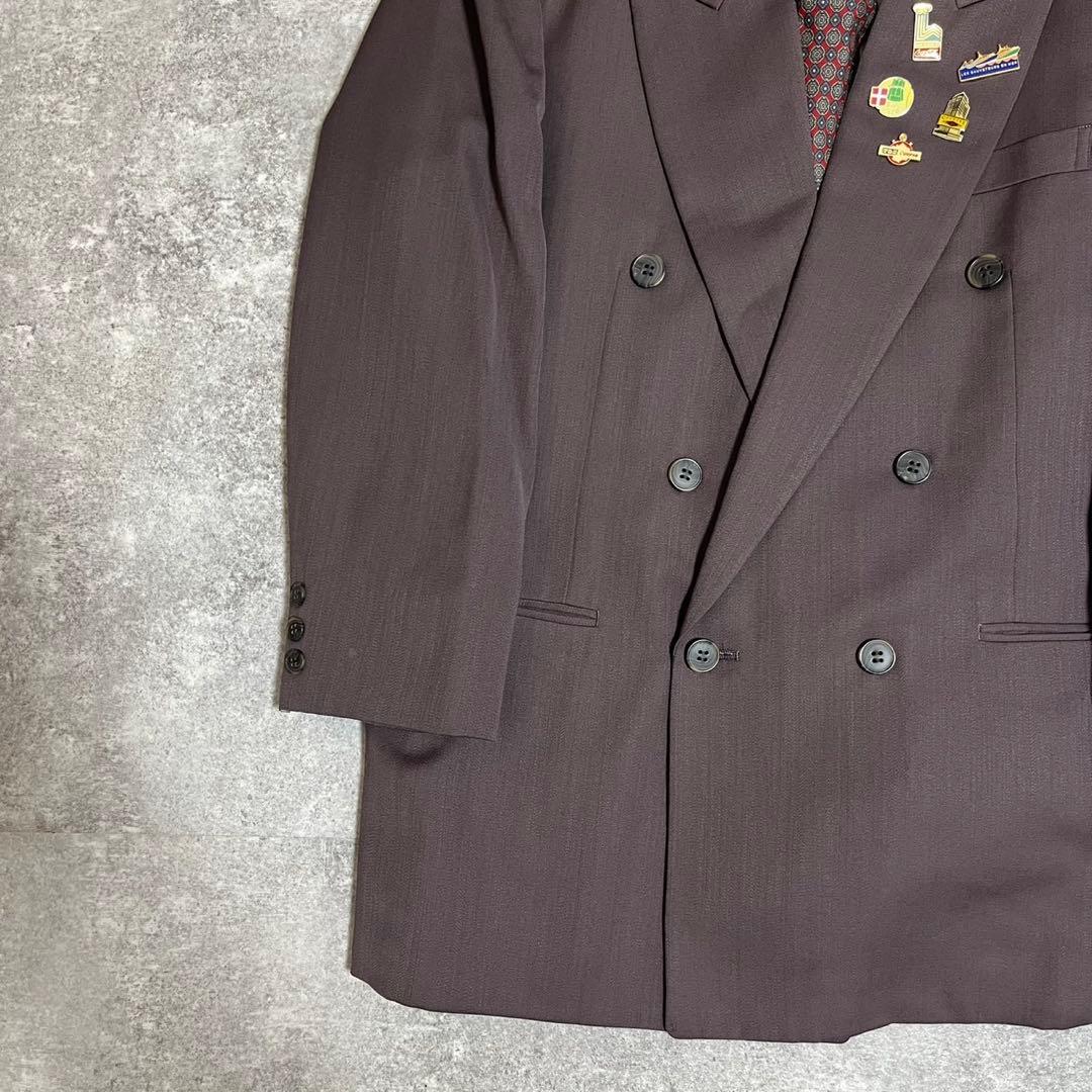 【vintage】セットアップ ダブルスーツ 成人式 ピンズ　ネクタイ　パープル