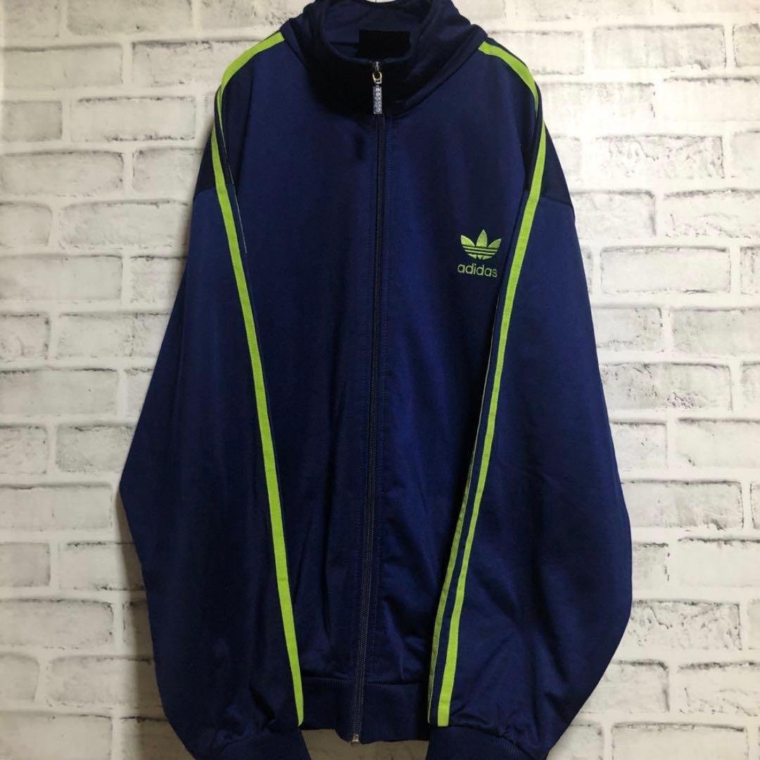 希少2XL⭐️80s adidasトラックジャケット 刺繍 vintage 紺緑黄