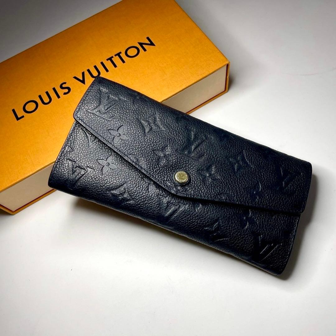 ルイヴィトン キュリーズ アンプラント ノワール 三つ折り財布 革 黒 小銭入れ