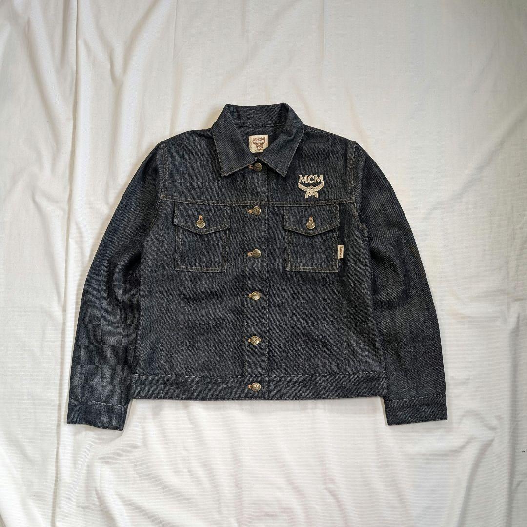 【MCM】希少90s~ロゴ刺繍・短丈ブラックデニムジャケット・ブルゾン　Y2K