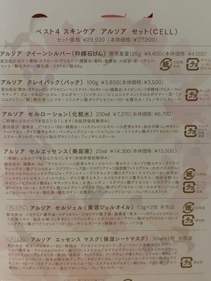 【週末限定セール】ベスト4 スキンケア アルソア セット(CELL)