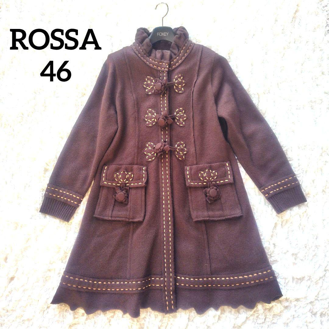 M7様　Rossa　46　ロングコート　フリル　ステッチ　お花　大きいサイズ