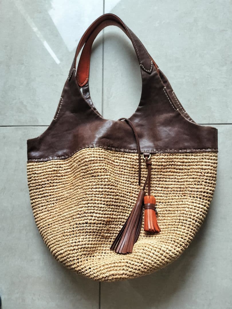 genten トートバッグ カゴバッグ　ブラウン/ベージュ